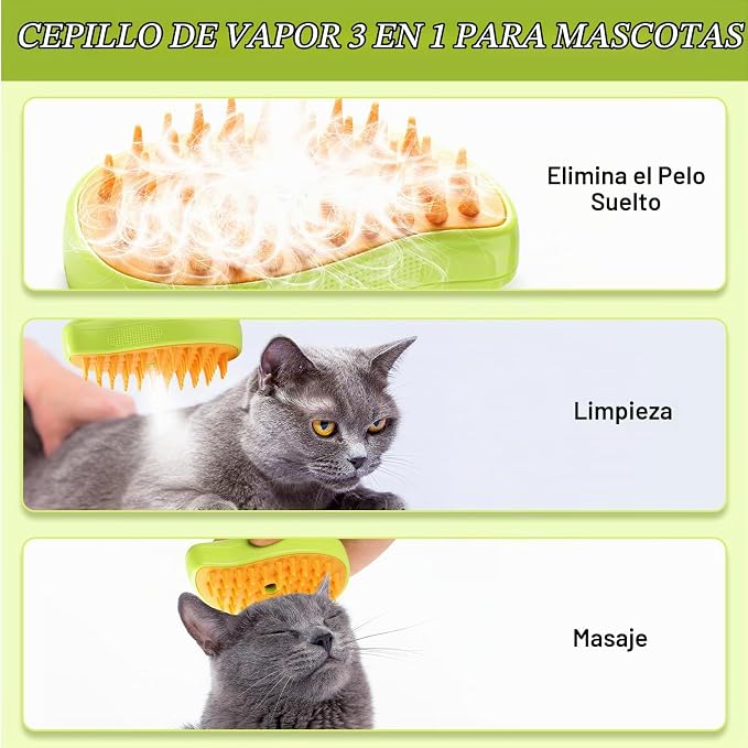 Cepillo a Vapor Recargable para Mascotas 12 × 6 cm